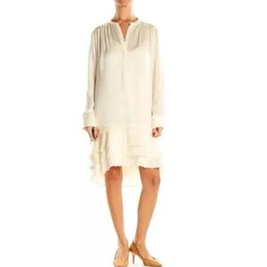 Banana Republic Cream Ruffled Bottom Long Sleeve Tunic Dress